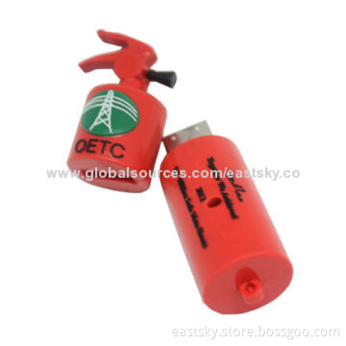 Custom Fire Extinguisher Thumb Drive, Made of Soft PVC Material, OEM Orders Welcomed